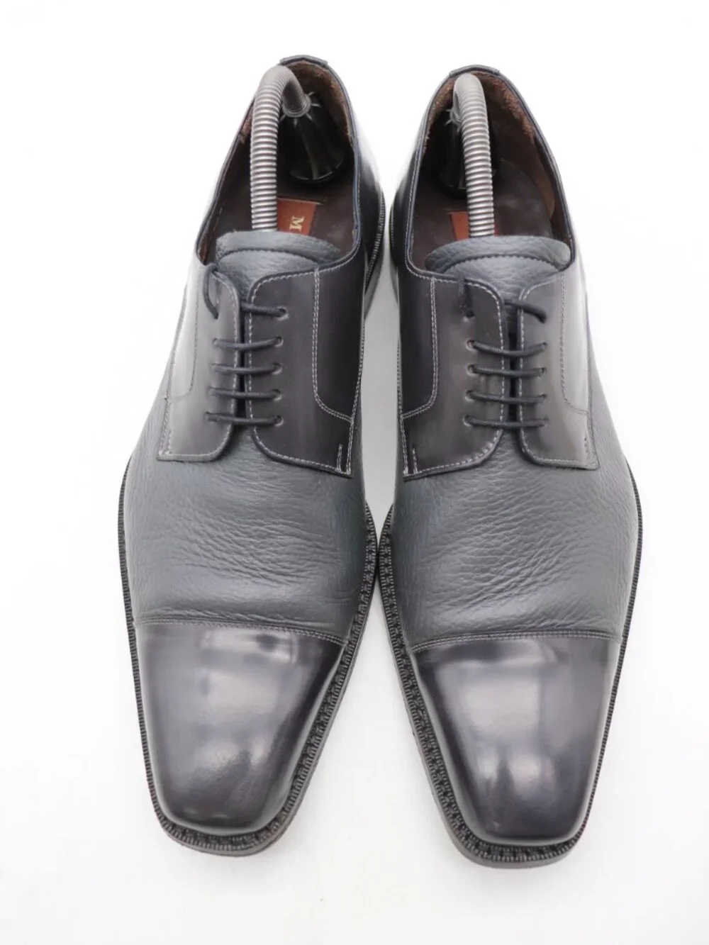 Mezlan Gray Leather Cap Toe Men's Size 8.5 M Derby Oxford Dress Shoes